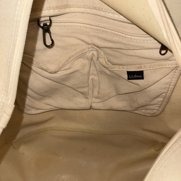 L.L. Bean Two-Tone Canvas Boat and Tote in Cream and Tan - Picture 7 of 11